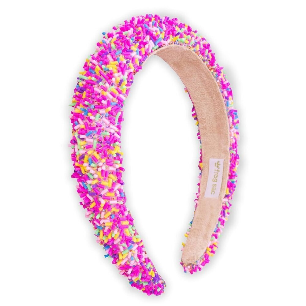 Girls Headband Padded Glitter Rainbow Sprinkle Kids Toddler Hair Accessory